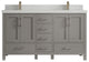 Malibu 60 Double Sink Bathroom Vanity in Elephant Skin Gray 2" Carrara Quartz