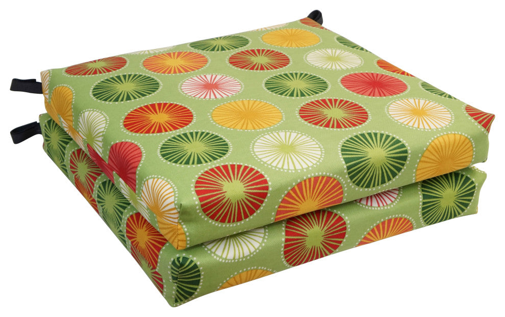 20"X19" Patterned Outdoor Chair Cushions, Set of 4, Beringer Spring