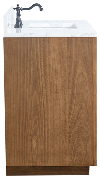 Vanity Art Bathroom Vanity With Sink, Tan, 42" Single, Arabescato White Engineered Marble Top