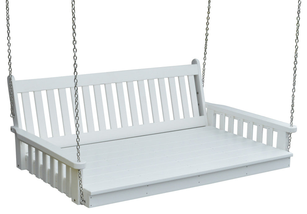 Traditonal English Swingbed, White, 75 Inch