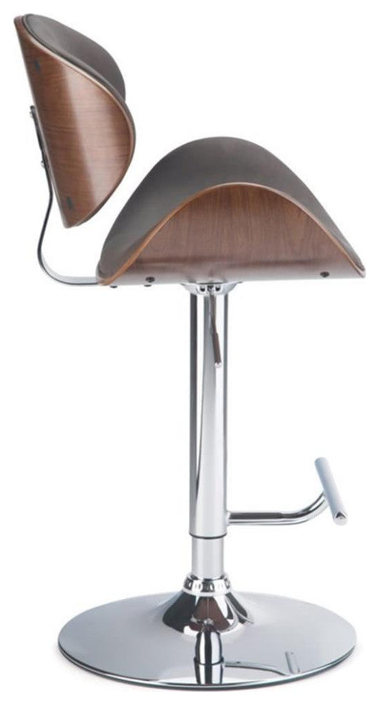 Marana Adjustable Height Gas Lift Bar Stool In Distressed Brown Faux Leather