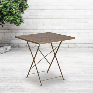 28SQ Gold Folding Patio Table