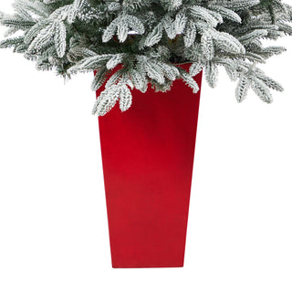 5' Flocked Manchester Spruce Faux Xmas Tree W/100 Lights & 357 Bendable Branches