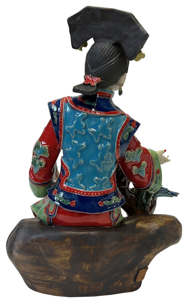 Chinese Oriental Porcelain Qing Style Dressing Hat Lady Figure Hws3090