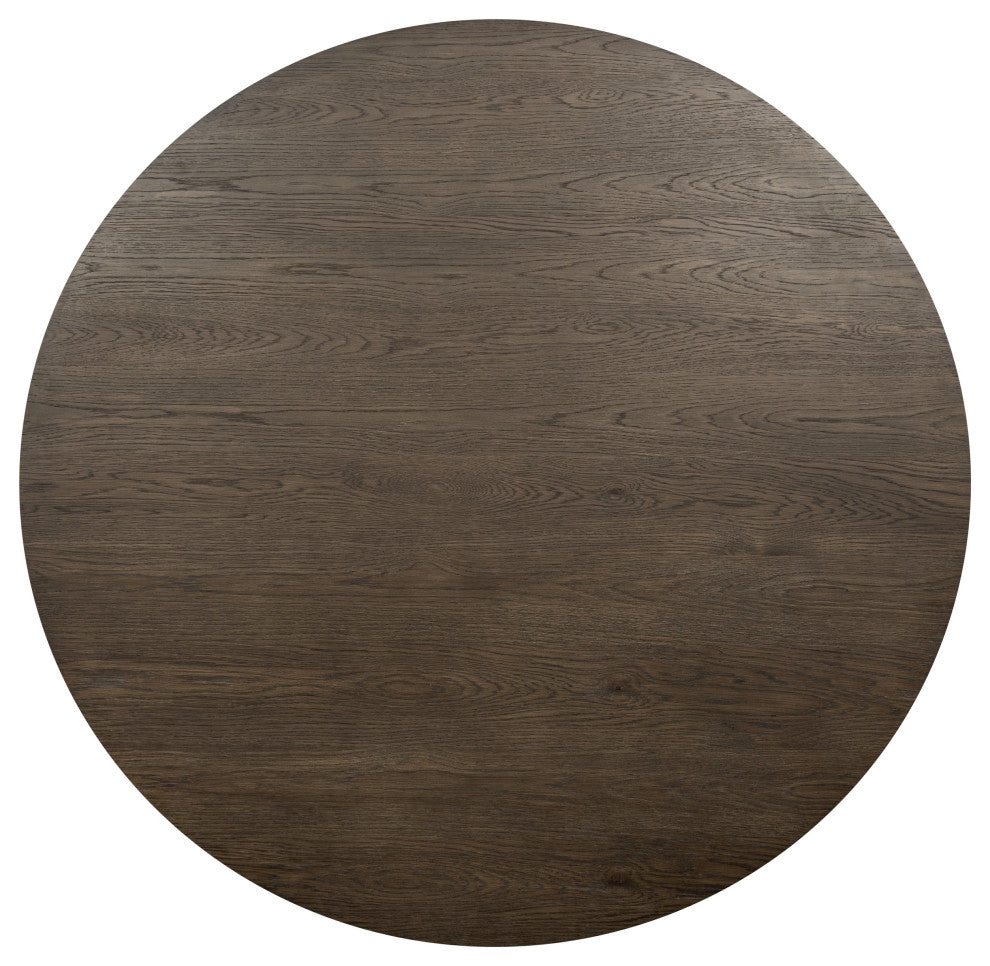 Tiber Oak Wood Round Dining Table, 55", Toasted Brown
