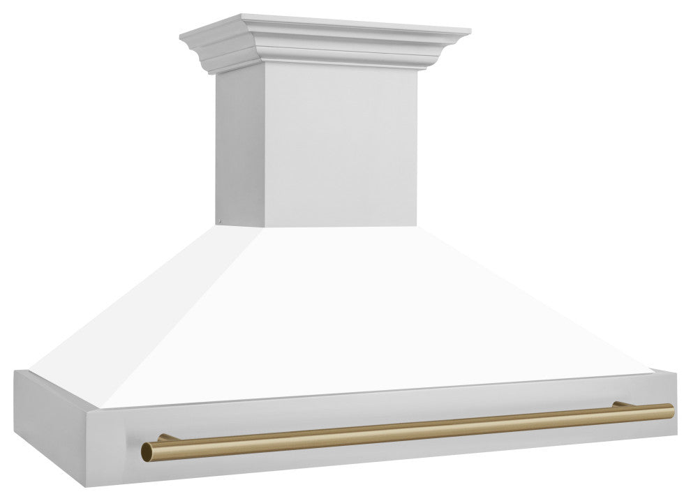 ZLINE 48" Wall Mount Hood, Stainless With White Matte Shell, 8654STZ-WM48-CB