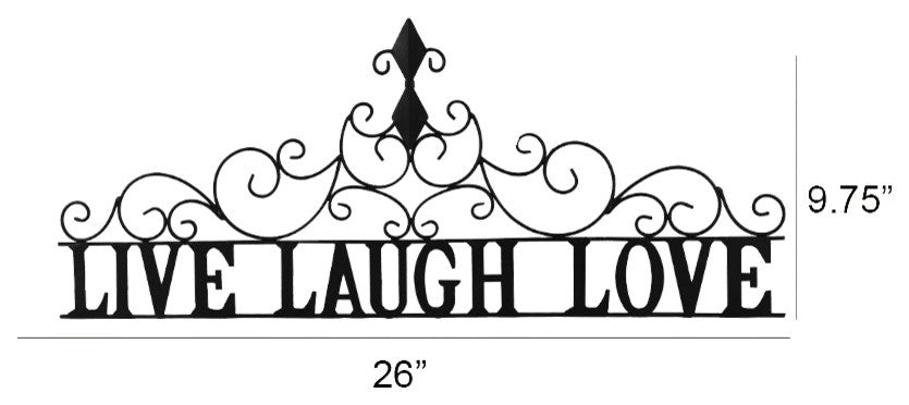 Benzara Live laugh Love Metal Wall Decor, Black