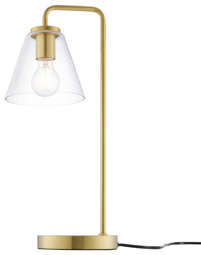 Table Desk Lamp, Gold, Glass, Modern, Mid Century Cafe Bistro Hospitality