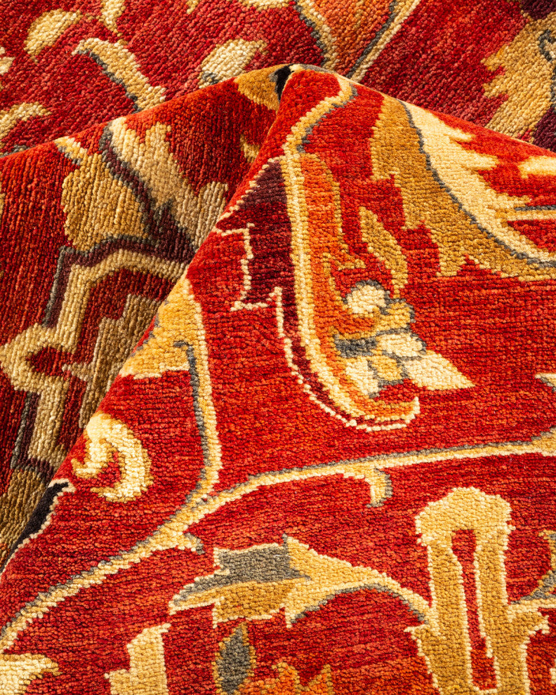 Eclectic, One-of-a-Kind Hand-Knotted Area Rug Orange, 12'2"x18'1"