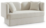 Marcel Boucle Fabric Upholstered Loveseat, Cream
