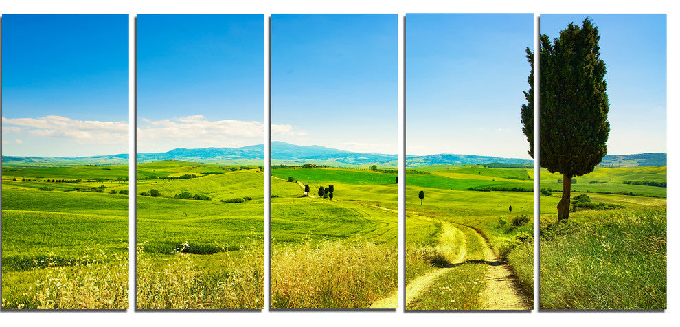 "Rural Landscape Countryside Farm" Landscape Wall Art Print, 5 Panels, 60"x28"