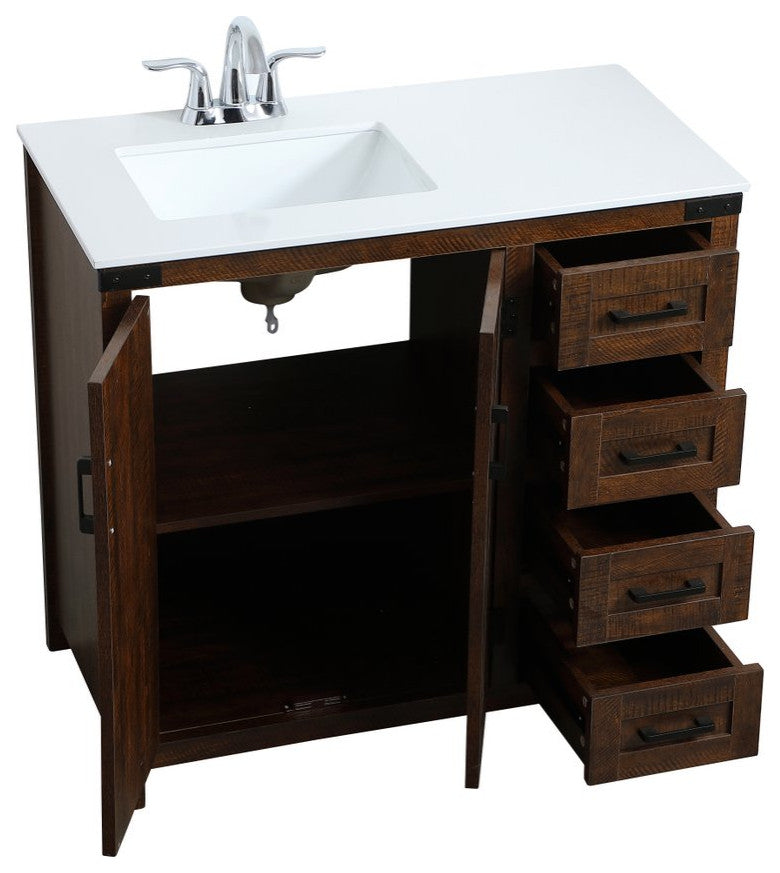 Home Living 19" Modern Espresso-Light Bathroom Vanity, Espresso