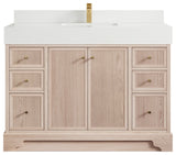 Manhattan 48 Single Sink Bath Vanity in White Oak with 5" White Quartz