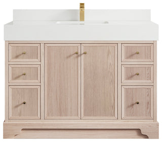 Manhattan 48 Single Sink Bath Vanity in White Oak with 5" White Quartz