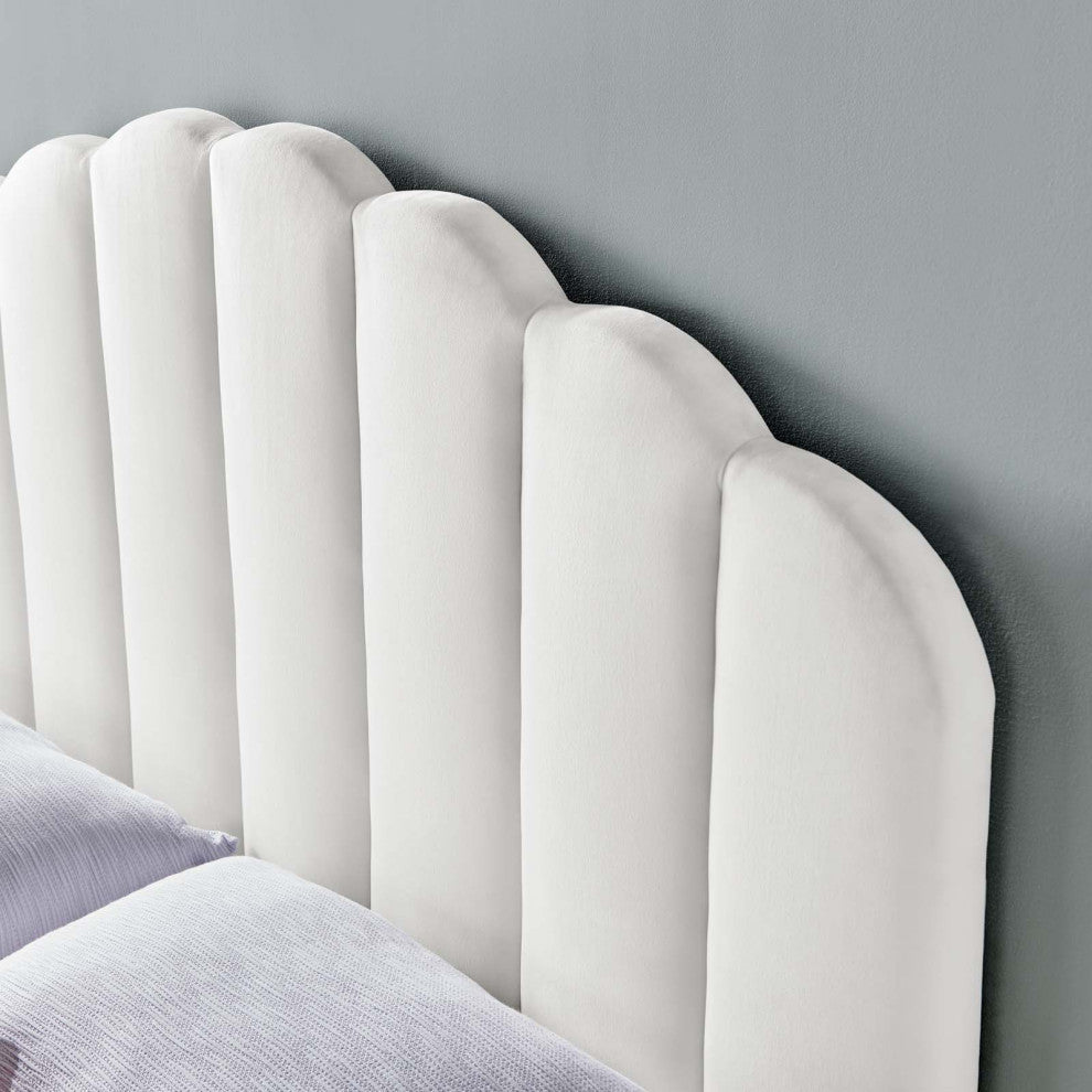 Headboard, King Size, Velvet, White, Modern Contemporary, Bedroom Master Suite