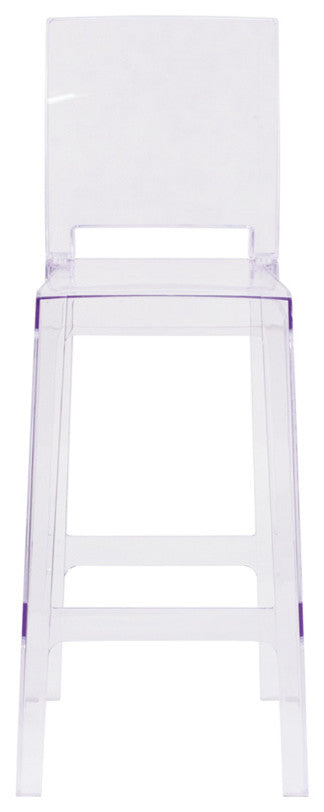 Ghost Barstool With Square Back in Transparent Crystal
