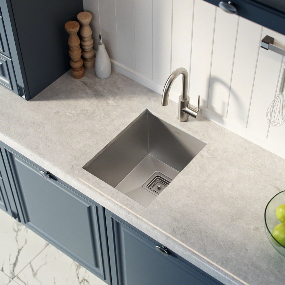 KHU15 Kraus 14 1/2" Bowl Stainless Steel Rectangular Bar/Prep Kitchen Sink