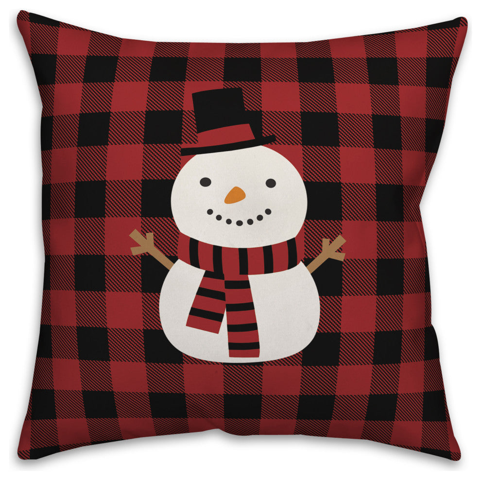 Plaid Snowman 20"x20" Throw Pillow