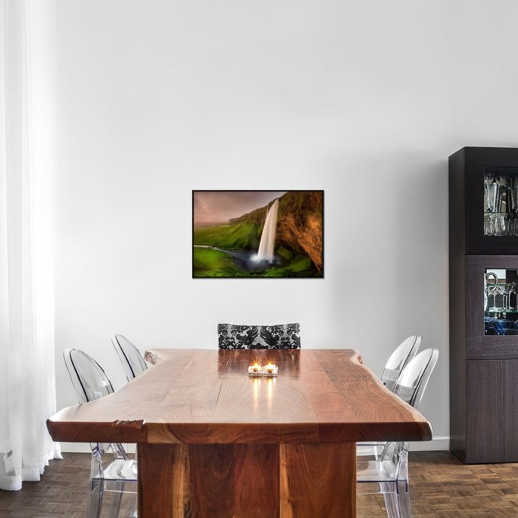 "Seljalandsfoss" Framed Canvas Giclee by Franz Schumacher, 31x21"