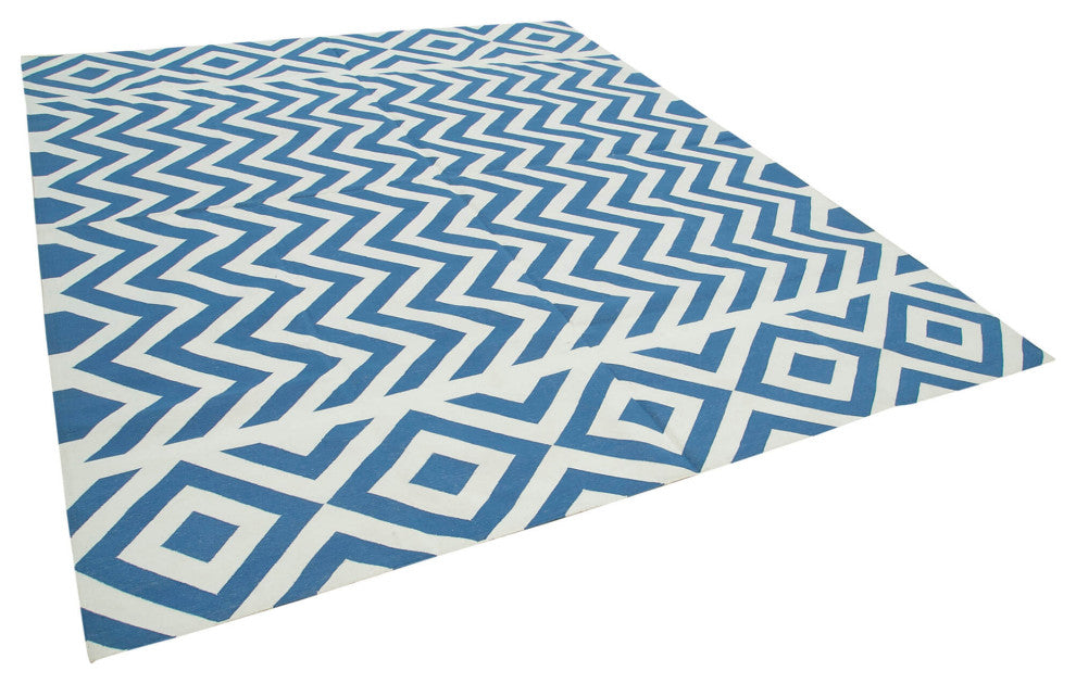 Rug N Carpet - Handmade Wool 7' 11'' x 9' 9'' Modern Design Dhurrie Kilim Rug