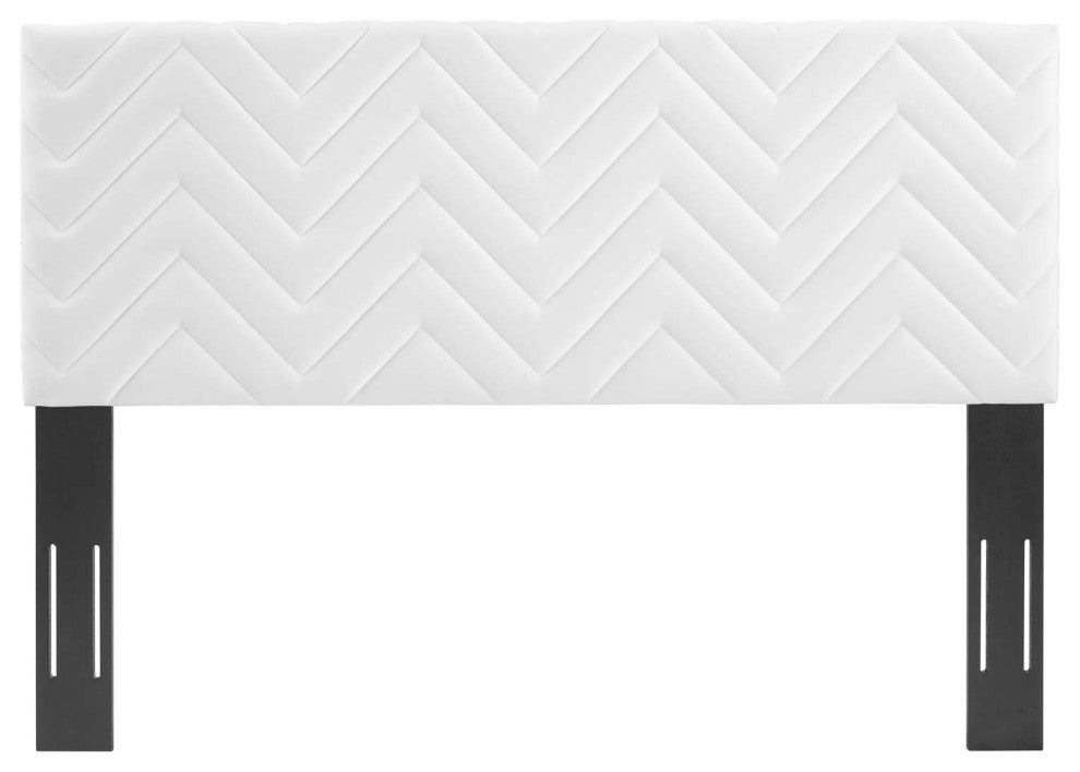 Mercy Chevron Tufted Performance Velvet King/California King Headboard, White