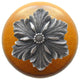 Opulent Flower Maple Wood Knob, Antique-Style Pewter