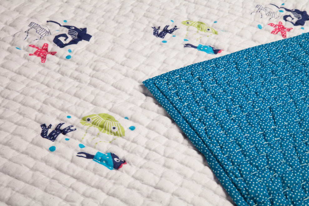 Nursery Works Oceanography Organic Cotton Hand-Quilted Blanket