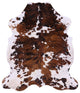 6' 10" X 6' 0" Brown and White Natural Cowhide Rug C2356