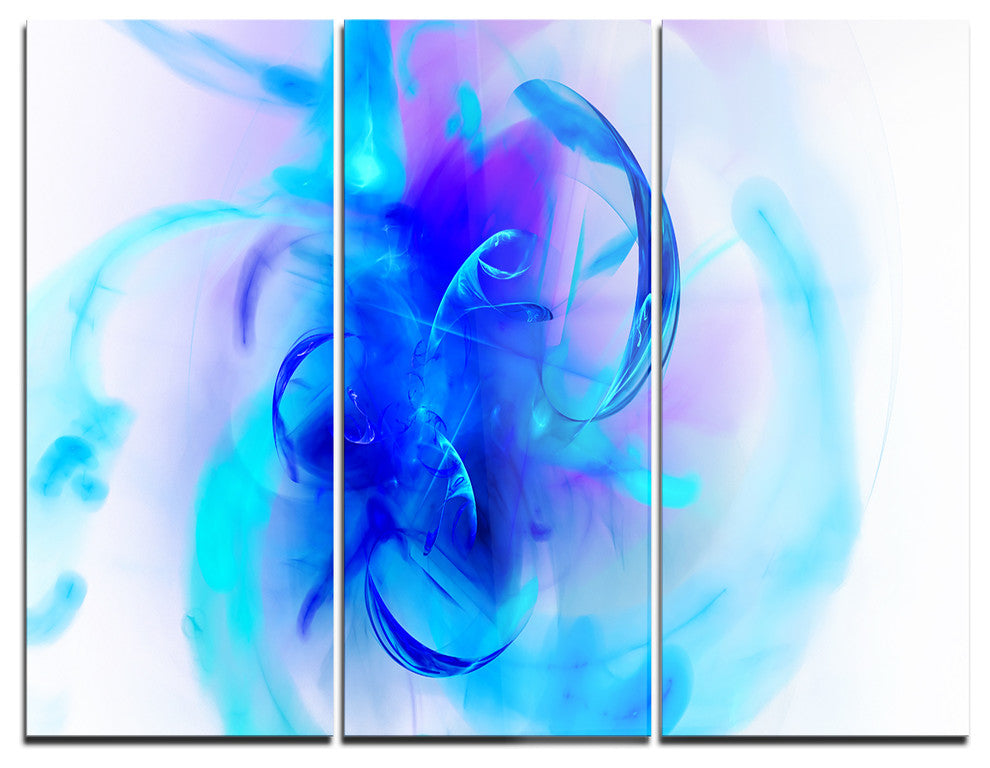 "Fractal Blue 3-D Wallpaper Art" Digital Metal Wall Art, 3 Panels, 36"x28"