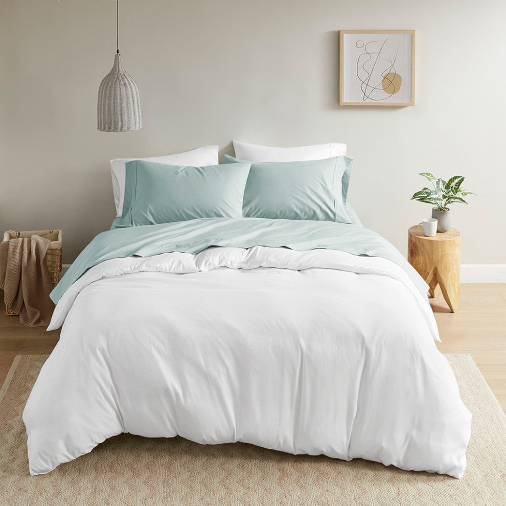 Madison Park Peached Percale Cotton Peached Percale Sheet Set, Aqua