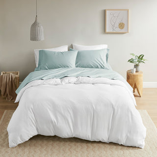 Madison Park Peached Percale Cotton Peached Percale Sheet Set, Aqua
