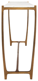 Uttermost 22964 Affinity 47"W Aluminum and Marble Table - Antique Gold / White