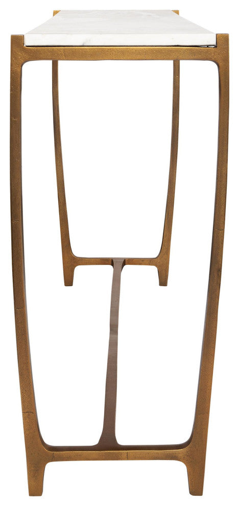 Uttermost 22964 Affinity 47"W Aluminum and Marble Table - Antique Gold / White