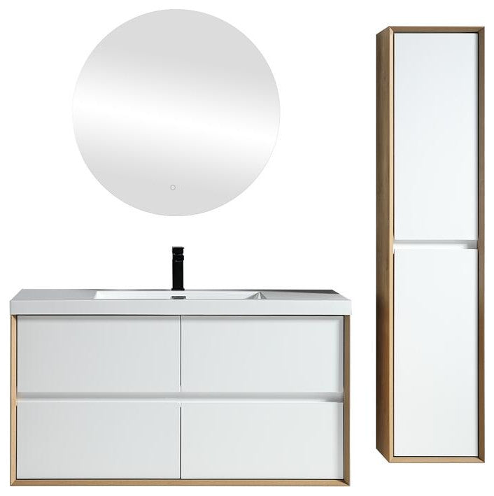 Ashley 48'' Floating Vanity, Acrylic Top, Single Sink, Gloss White