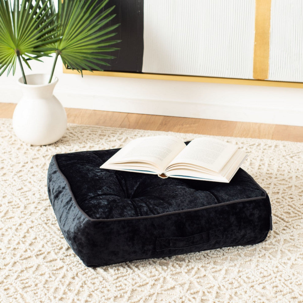 Safavieh Primrose Floor Pillow Black 18" X 18"