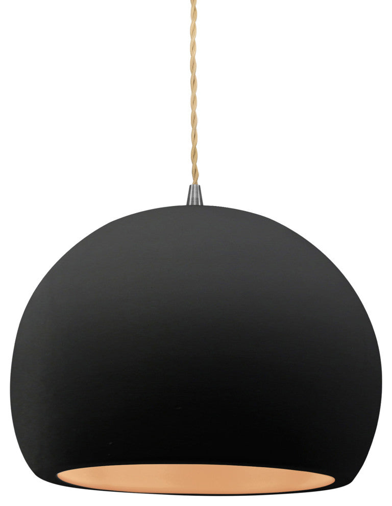 Radiance Medium Globe Pendant, Carbon Matte Black/Gold Frame, LED, Beige