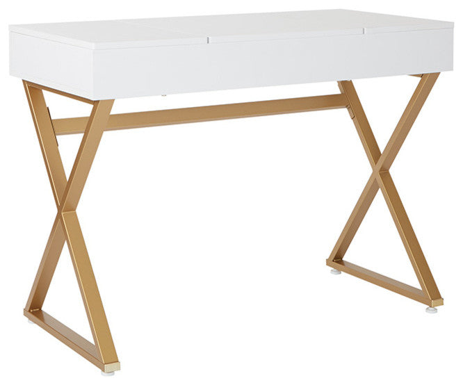 Juliette Vanity With White Top and Gold Legs