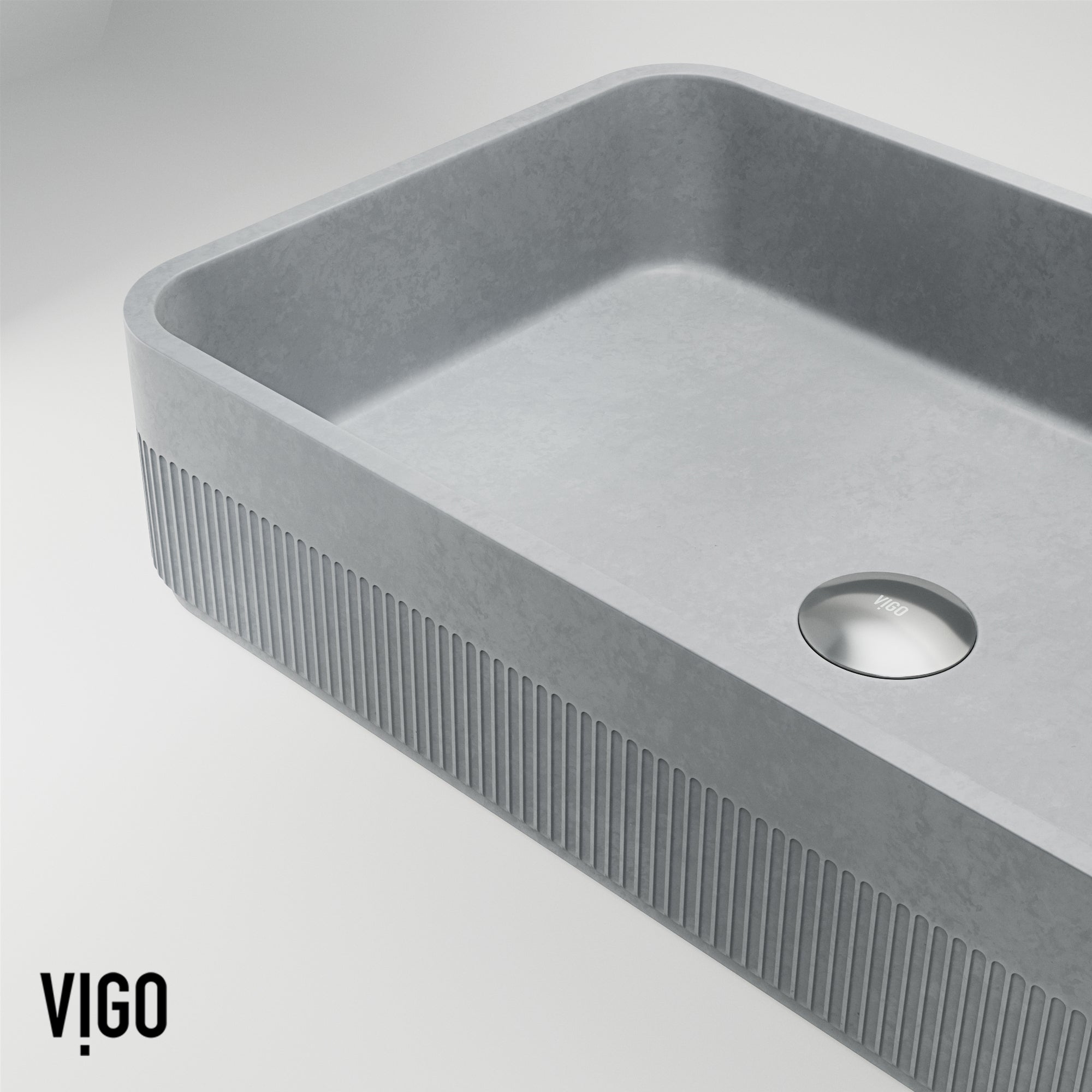 VIGO Cypress 21"L x 14"W x 5"H Concreto Stone Rectangular Bathroom Vessel Sink