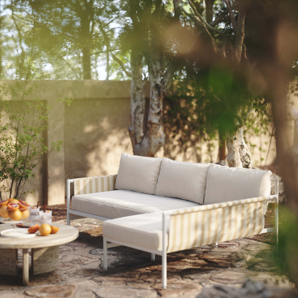 Dunes Cream Outdoor Sectional, Right Arm Facing