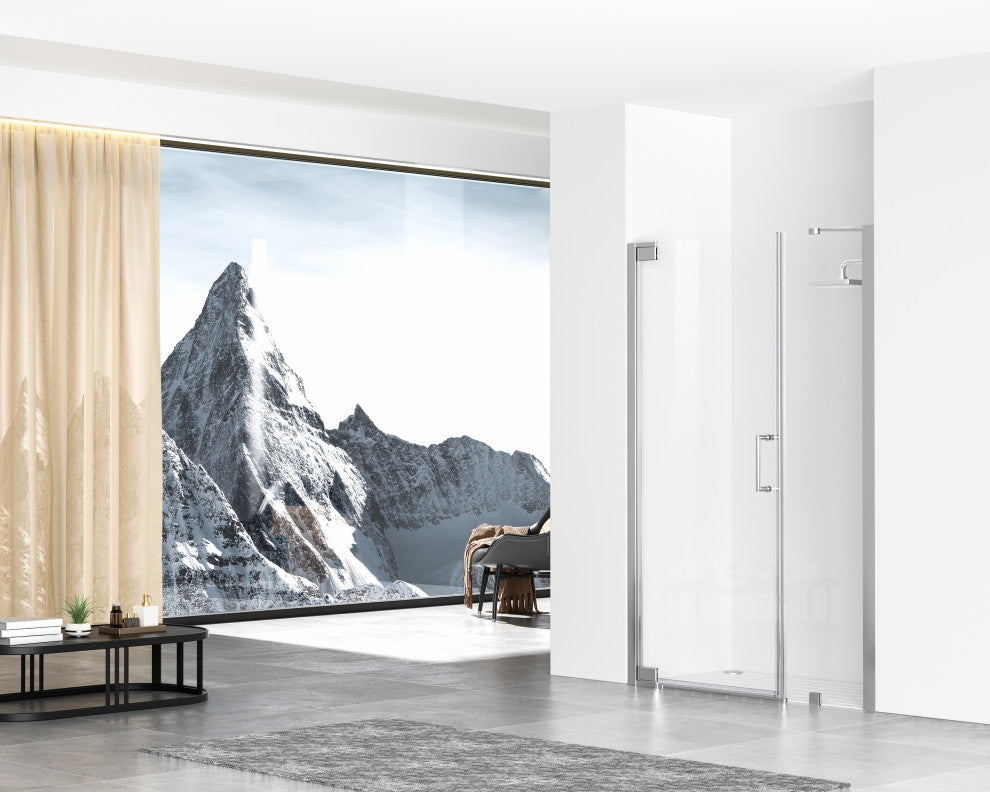 Home Living 48X72 Frameless Hinged Shower Door, Polished Chrome