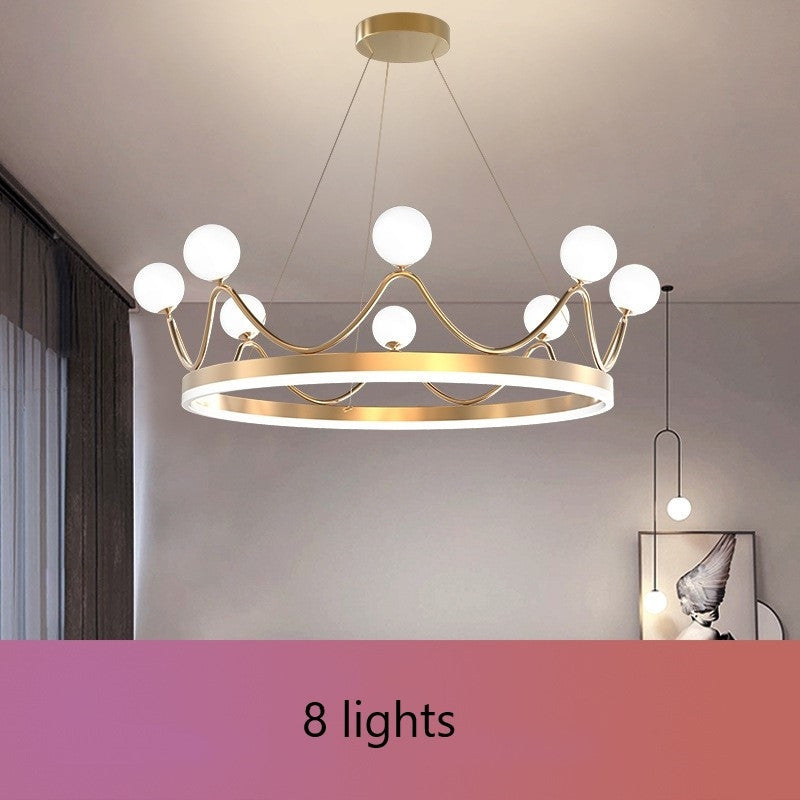 Zandobbio | Cute Crown Round Glass Chandelier for Bedroom, 8bulbs