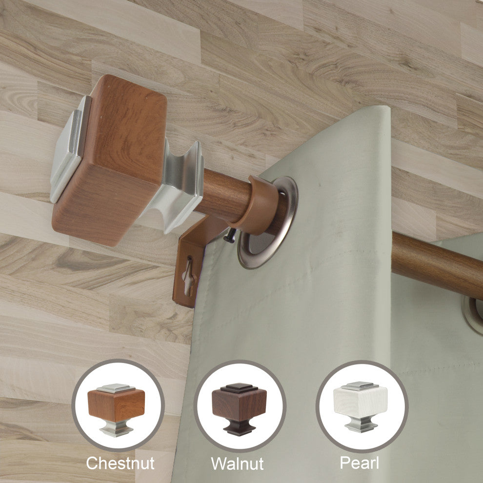 Azura 1" Diameter Curtain Rod, Chestnut, 48-84"