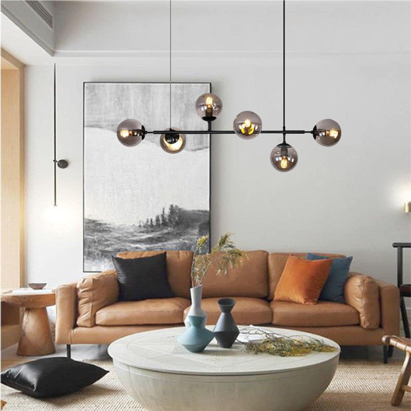 Ilbono | Nordic LED Pendant Light in the Shape of Glass Ball for Dining Room, Gold, Clear Glass, Cool Light