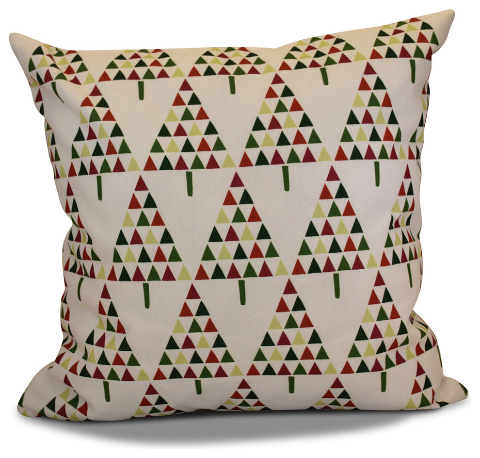 Triangle Trees 2 Pillow, Cream, 16"x16"