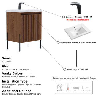 Flutie 24" Bathroom Vanity Set, Walnut