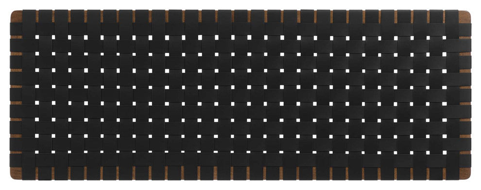 Sparta Weave Wall-Mount Vegan Leather Queen Headboard, Walnut Black