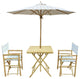 Set of Bamboo Square Table, 2 Director Chair, 1 Umbrealla, Pale Stripes