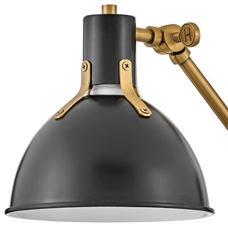 Hinkley 7" Argo Single Articulating Wall Sconce, Satin Black + Heritage Brass