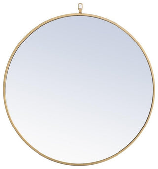Elegant Decor Rowan 28" Round Metal Frame Hooked Mirror in Brass