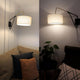 Swing Arm Wall Lamp,Plug in Wall Mount Light with Off-White Fabric Shade